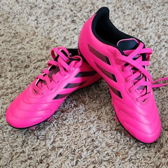 adidas Other - Adidas Black and Pink KIDS CLEATS sz 2